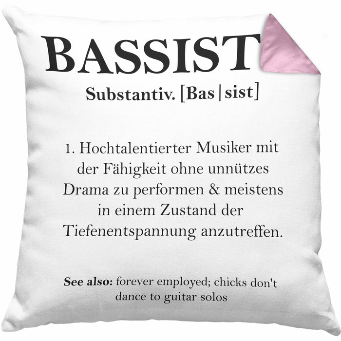 Bassist Kissen mit Füllung 40x40 Geschenk Definition Lustiger Spruch Bass-Spieler Geschenkidee (Grau) Rosa Trendation