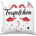 Teufelchen Kissen mit Füllung 40x40 Geschenk für Frauen Teufel (Grau) Rosa Trendation