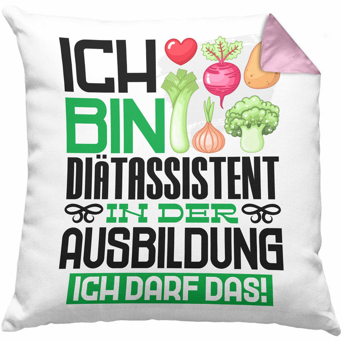 Diätassistent Ausbildung Kissen mit Füllung 40x40 Geschenk Ich Bin Diätassistent In Der Ausbildung Ich Darf Das Geschenkidee Spruch (Grau) Rosa Trendation