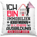 Immobilienkaufmann Ausbildung Kissen mit Füllung 40x40 Geschenk Ich Bin Immobilienkaufmann In Der Ausbildung Ich Darf Das Geschenkidee Spruch (Grau) Rosa Trendation