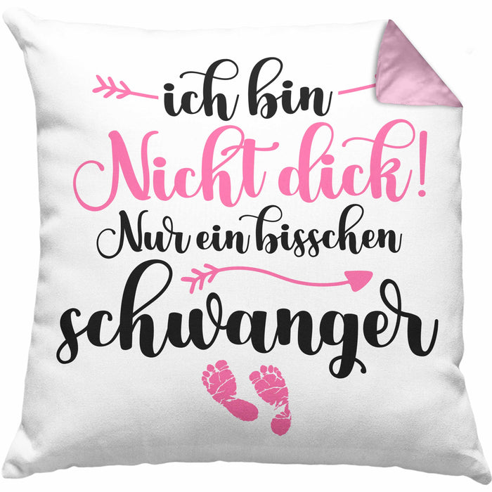 Kissen mit Füllung 40x40 Ich Bin Nicht Dick Ich Bin Schwanger Geschenk Überraschung Schwangerschaftsverkündung (Grau) Rosa Trendation