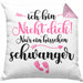 Kissen mit Füllung 40x40 Ich Bin Nicht Dick Ich Bin Schwanger Geschenk Überraschung Schwangerschaftsverkündung (Grau) Rosa Trendation