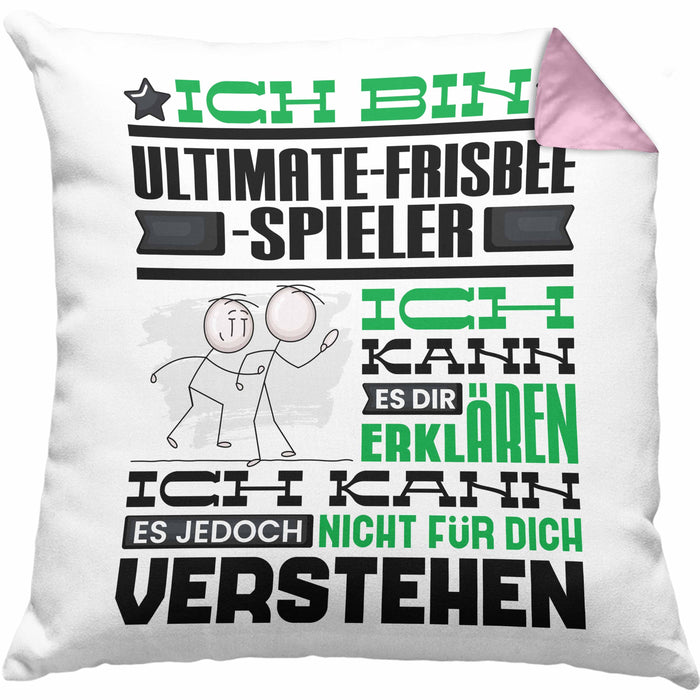 Ultimate-Frisbee-Spieler Geschenk Kaffee-Kissen mit Füllung 40x40 Geschenkidee für Ultimate-Frisbee-Spieler Ich Bin Ultimate-Frisbee-Spieler Ich Kann Es Dir Erklären Jedoch Nicht Für Dich Verstehen Spruch Lustig (Grau) Rosa Trendation