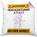 Athlet Kissen mit Füllung 40x40 Geschenk Lustiger Spruch Geschenkidee für Athlet Achtung Hochleistungs Athlet Bei Der Arbeit (Grau) Rosa Trendation