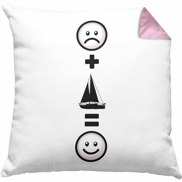 Segeln Kissen mit Füllung 40x40 Geschenk für Segler Windsegeln Boot :( + Segeln = :) Lustige Geschenkidee Geburtstag (Grau) Rosa Trendation