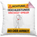 Discgolf-Spieler Kissen mit Füllung 40x40 Geschenk Lustiger Spruch Geschenkidee für Discgolf-Spieler Achtung Hochleistungs Discgolf-Spieler Bei Der Arbeit (Grau) Rosa Trendation