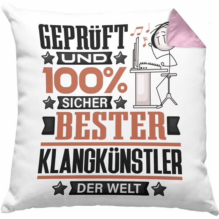 Klangkünstler Geschenk Lustiger Spruch für Klangkünstler Geschenkidee Bester Klangkünstler Der WeltKissen mit Füllung 40x40 (Grau) Rosa Trendation