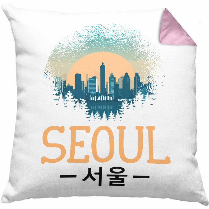 Seoul Kissen mit Füllung 40x40 Geschenk Südkorea South Korea Kpop (Grau) Rosa Trendation