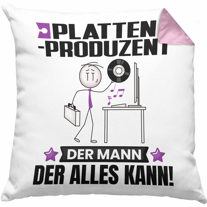 Plattenproduzent Kissen mit Füllung 40x40 Geschenk für Plattenproduzent Der Mann Der Alles Kann Geschenkidee zum Geburtstag (Grau) Rosa Trendation