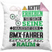 BMX-Fahrer Geschenk Kissen mit Füllung 40x40 Lustiger Spruch Erheben Sie Sich Der BMX-Fahrer Betritt den Raum (Grau) Rosa Trendation