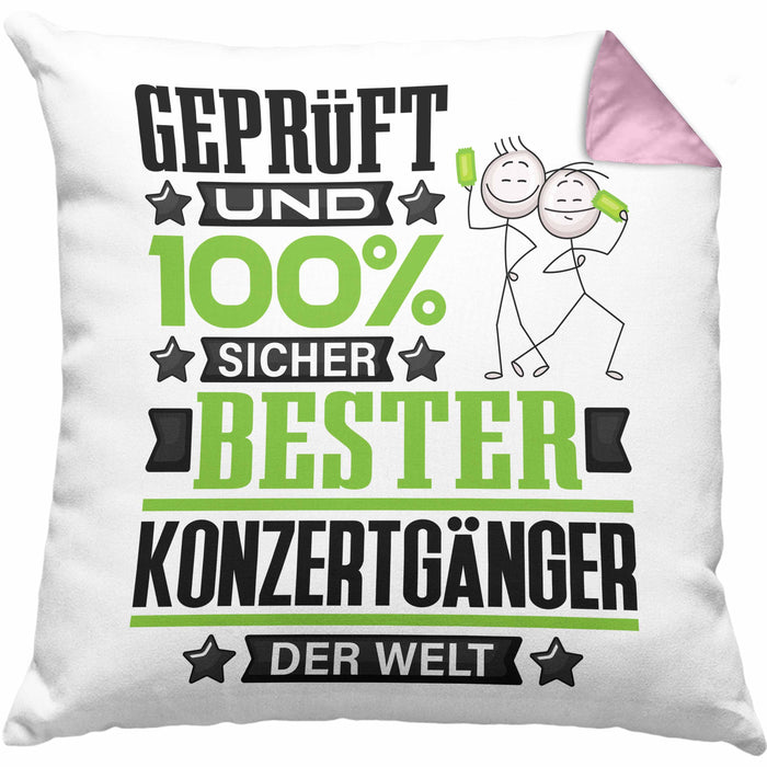 Konzertgänger Geschenk Lustiger Spruch für Konzertgänger Geschenkidee Bester Konzertgänger Der WeltKissen mit Füllung 40x40 (Grau) Rosa Trendation