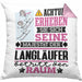 Langläufer Geschenk Kissen mit Füllung 40x40 Lustiger Spruch Erheben Sie Sich Der Langläufer Betritt den Raum (Grau) Rosa Trendation