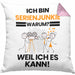 Serienjunkie Geschenk Kissen mit Füllung 40x40 Lustiger Spruch Ich Bin Serienjunkie Warum Weil Ich Es Kann Geschenkidee Bester Serienjunkie Geburtstag (Grau) Rosa Trendation