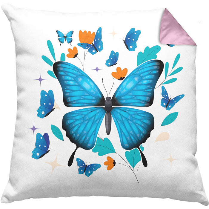 Schmetterling Kissen mit Füllung 40x40 Grafik Geschenkidee (Grau) Rosa Trendation