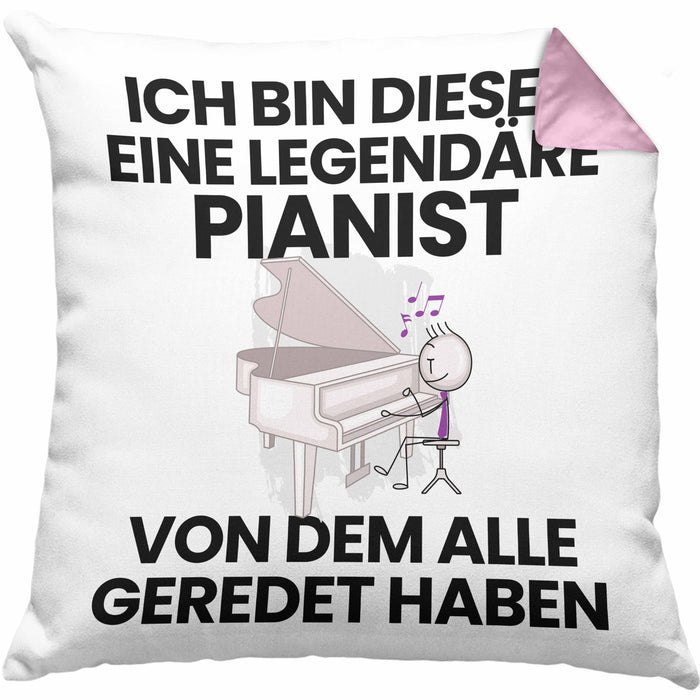 Pianist Geschenk Kissen mit Füllung 40x40 Lustige Geschenkidee Geburtstag für Pianist Ich Bin Dieser Legendäre Pianist Von Dem Alle Geredet Haben (Grau) Rosa Trendation