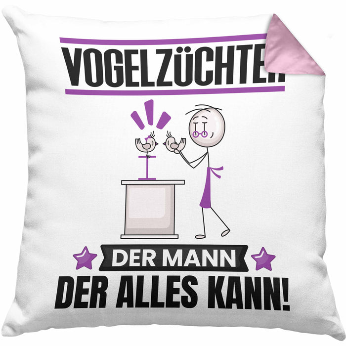 Vogelzüchter Kissen mit Füllung 40x40 Geschenk für Vogelzüchter Der Mann Der Alles Kann Geschenkidee zum Geburtstag (Grau) Rosa Trendation