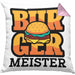 Burger Meister Kissen mit Füllung 40x40 Geschenk Spruch Grillen Sommer Burger Liebhaber Geschenkidee Cheeseburger (Grau) Rosa Trendation