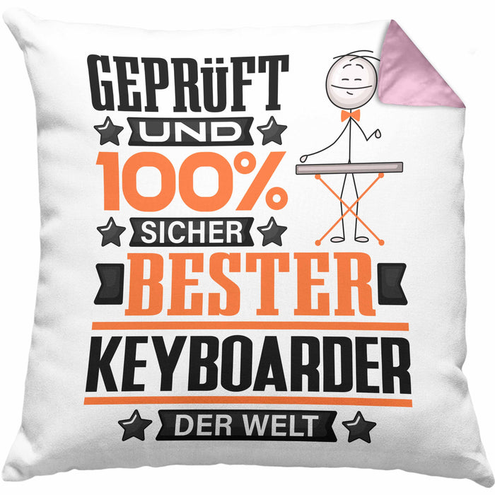 Keyboarder Geschenk Lustiger Spruch für Keyboarder Geschenkidee Bester Keyboarder Der WeltKissen mit Füllung 40x40 (Grau) Rosa Trendation
