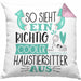 Haustiersitter Kissen mit Füllung 40x40 So Sieht Ein Richtig Cooler Haustiersitter Aus Geschenk Lustiger Spruch Geschenkidee (Grau) Rosa Trendation