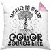 Music Is What Color Sounds Like Kissen mit Füllung 40x40 Geschenk Musiker Geschenkidee Band Bandmitglied Klavier Gitarre Piano (Grau) Rosa Trendation