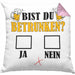 Bier Kissen mit Füllung 40x40 Geschenk Bist Du Betrunken Ja Nein Geschenk für Bier-Liebhaber (Grau) Rosa Trendation