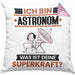 Astronom Kissen mit Füllung 40x40 Geschenk für Astronom Geburtstag Lustiger Spruch Was Ist Deine Superkraft (Grau) Rosa Trendation
