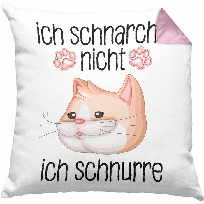 Katzen Mama Kissen mit Füllung 40x40 Geschenk Ich Schnarche Nicht Ich Schnurre Lustige Geschenkidee Katzen Fans Besitzer (Grau) Rosa Trendation