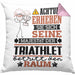 Triathlet Geschenk Kissen mit Füllung 40x40 Lustiger Spruch Erheben Sie Sich Der Triathlet Betritt den Raum (Grau) Rosa Trendation