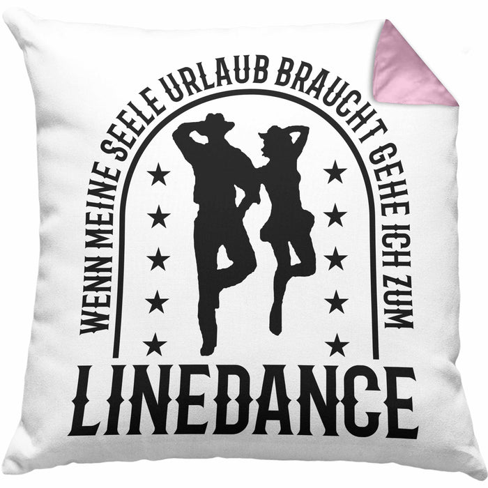 Lustige Kissen mit Füllung 40x40 für Line Dance Fans Spruch Line Dance Tänzerin (Grau) Rosa Trendation