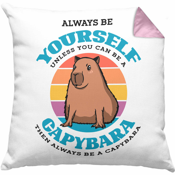 Kissen mit Füllung 40x40 Capybara-Spruch Geschenk für Capybara Liebhaber Geschenkidee (Grau) Rosa Trendation