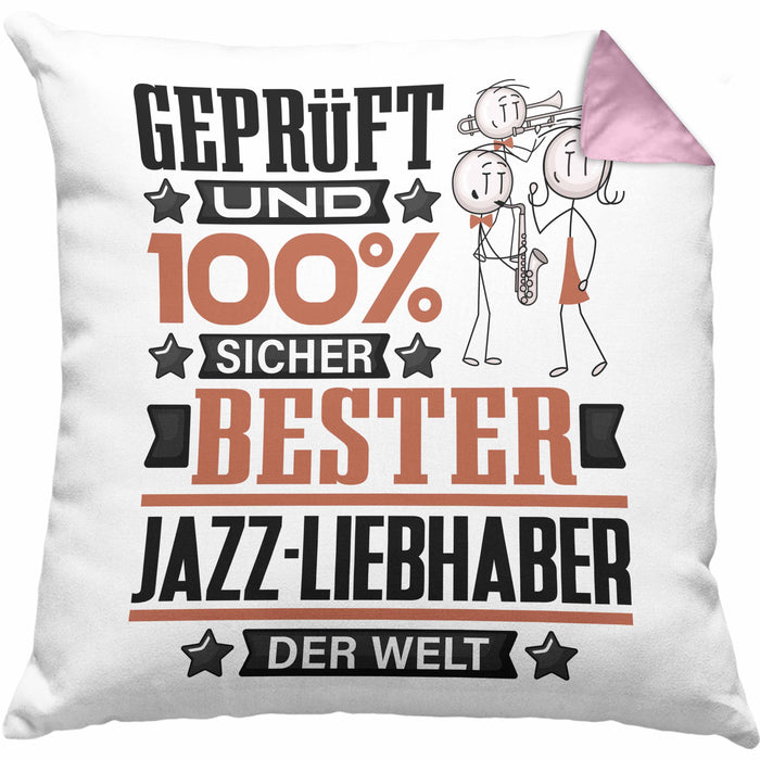 Jazz-Liebhaber Geschenk Lustiger Spruch für Jazz-Liebhaber Geschenkidee Bester Jazz-Liebhaber Der WeltKissen mit Füllung 40x40 (Grau) Rosa Trendation