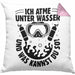 Taucher Kissen mit Füllung 40x40 Geschenkidee Männer Frauen Tauch-Profi Geschenk Ich Atme Unter Wasser Und Was Kannst Du So Häferl (Grau) Rosa Trendation