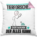 Tierforscher Kissen mit Füllung 40x40 Geschenk für Tierforscher Der Mann Der Alles Kann Geschenkidee zum Geburtstag (Grau) Rosa Trendation