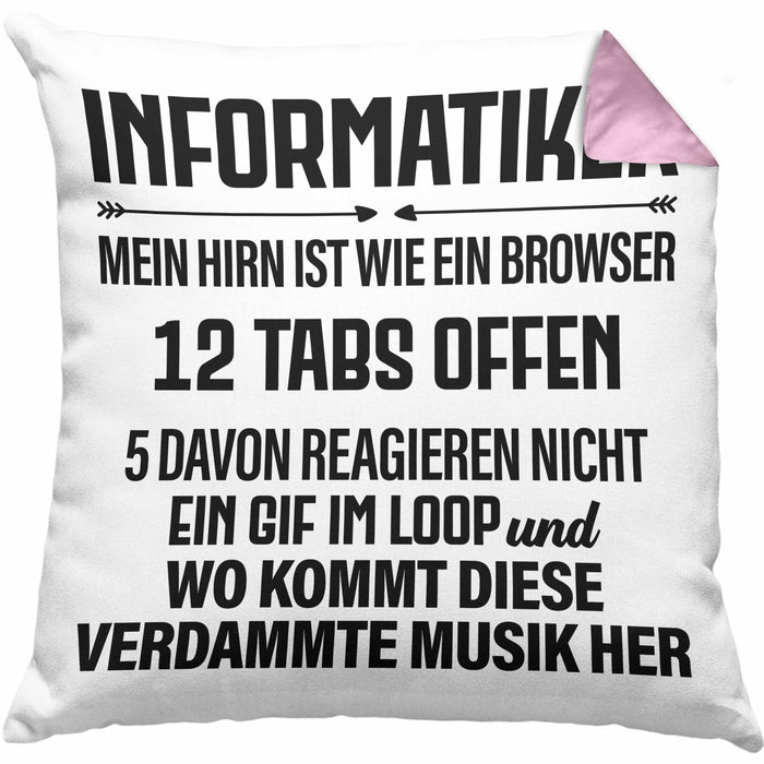 Informatiker Kissen mit Füllung 40x40 Geschenk Programmierer Gadget Lustig Geschenkidee Männer Zubehör Informatiklehrer IT Programmierer (Grau) Rosa Trendation