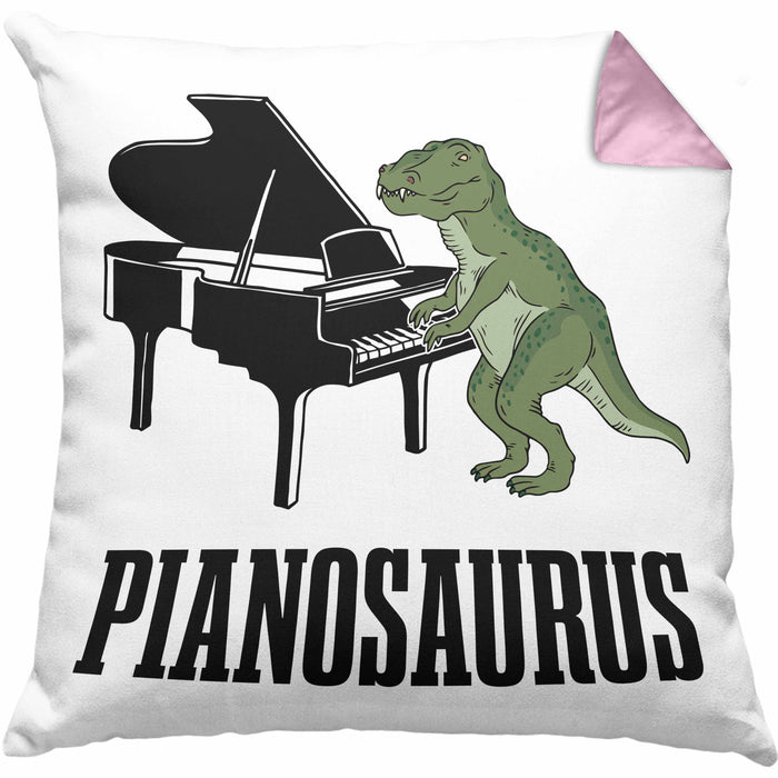 Pinaosaurus Piano-Spieler Kissen mit Füllung 40x40 Geschenk Klavier (Grau) Rosa Trendation
