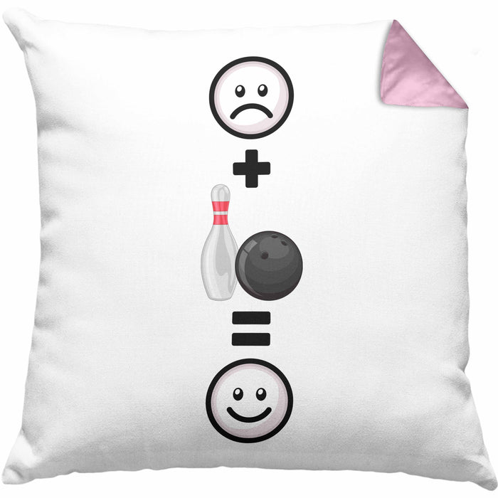 Bowling Kissen mit Füllung 40x40 Geschenkidee für Bowler Geburtstag Lustiges Geschenk :( + Bolwingfans = :) (Grau) Rosa Trendation