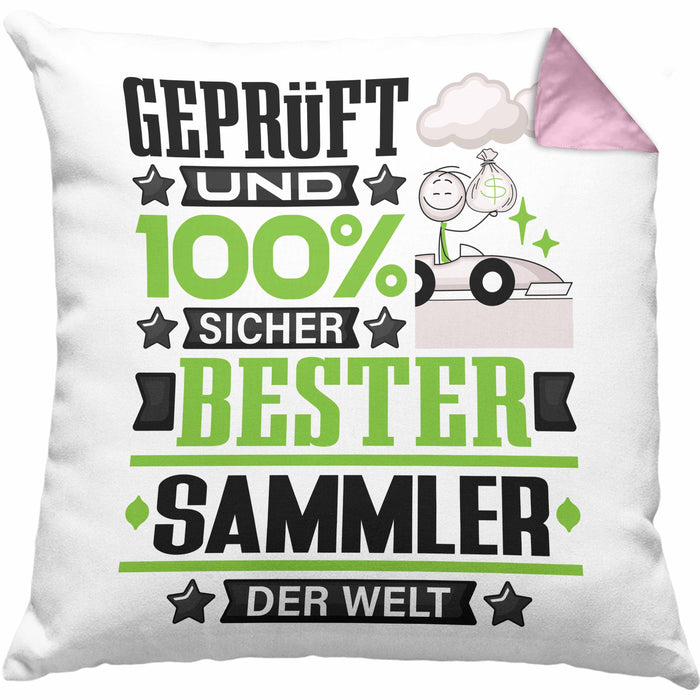 Sammler Geschenk Lustiger Spruch für Sammler Geschenkidee Bester Sammler Der WeltKissen mit Füllung 40x40 (Grau) Rosa Trendation
