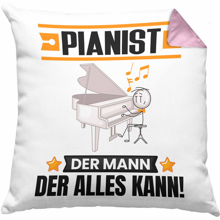 Pianist Kissen mit Füllung 40x40 Geschenk für Pianist Der Mann Der Alles Kann Geschenkidee zum Geburtstag (Grau) Rosa Trendation