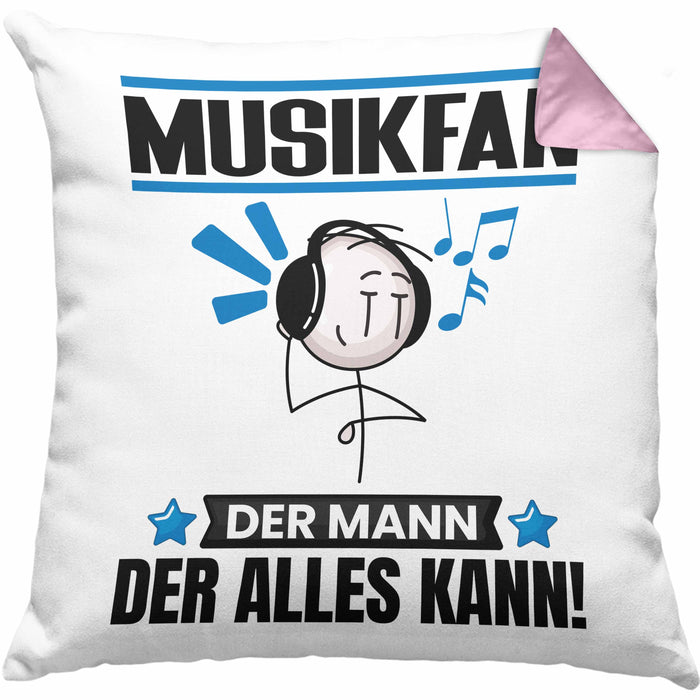 Musikfan Kissen mit Füllung 40x40 Geschenk für Musikfan Der Mann Der Alles Kann Geschenkidee zum Geburtstag (Grau) Rosa Trendation