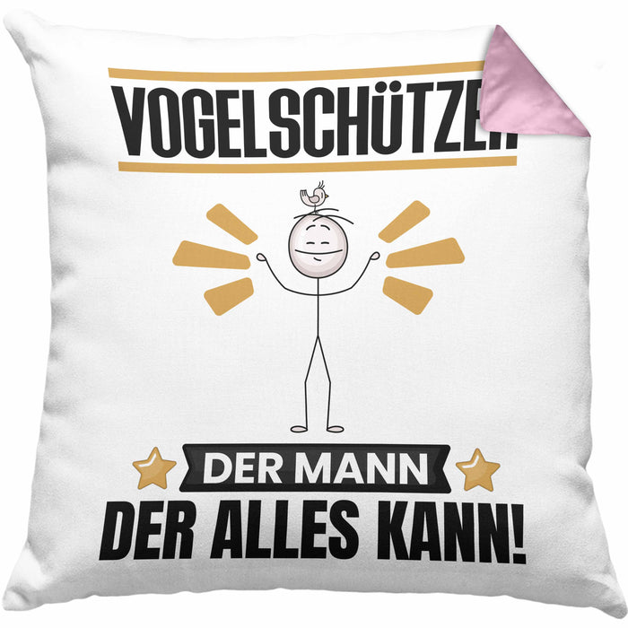 Vogelschützer Kissen mit Füllung 40x40 Geschenk für Vogelschützer Der Mann Der Alles Kann Geschenkidee zum Geburtstag (Grau) Rosa Trendation