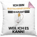 Gleitschirmflieger Geschenk Kissen mit Füllung 40x40 Lustiger Spruch Ich Bin Gleitschirmflieger Warum Weil Ich Es Kann Geschenkidee Bester Gleitschirmflieger Geburtstag (Grau) Rosa Trendation