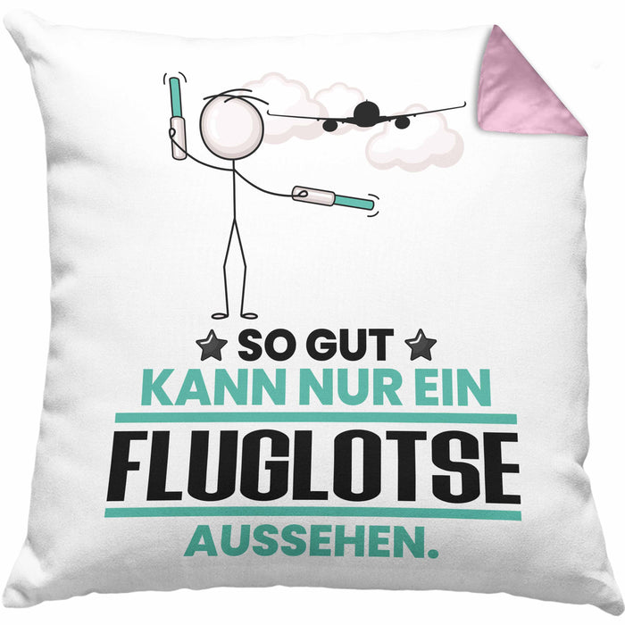 Fluglotse Geschenk Kissen mit Füllung 40x40 So Gut Kann Nur Ein Fluglotse Aussehen Geschenkidee (Grau) Rosa Trendation