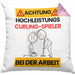 Curling-Spieler Kissen mit Füllung 40x40 Geschenk Lustiger Spruch Geschenkidee für Curling-Spieler Achtung Hochleistungs Curling-Spieler Bei Der Arbeit (Grau) Rosa Trendation