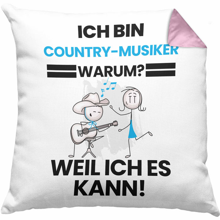 Country-Musiker Geschenk Kissen mit Füllung 40x40 Lustiger Spruch Ich Bin Country-Musiker Warum Weil Ich Es Kann Geschenkidee Bester Country-Musiker Geburtstag (Grau) Rosa Trendation