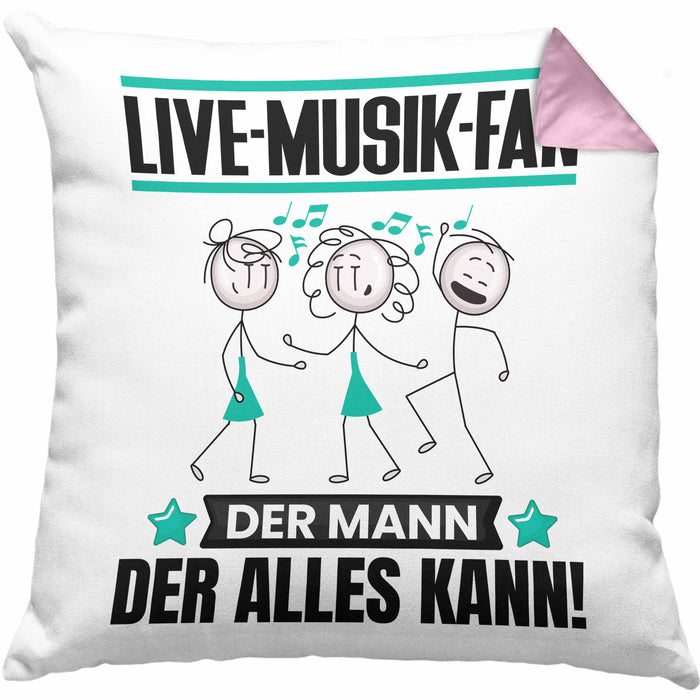Live-Musik-Fan Kissen mit Füllung 40x40 Geschenk für Live-Musik-Fan Der Mann Der Alles Kann Geschenkidee zum Geburtstag (Grau) Rosa Trendation