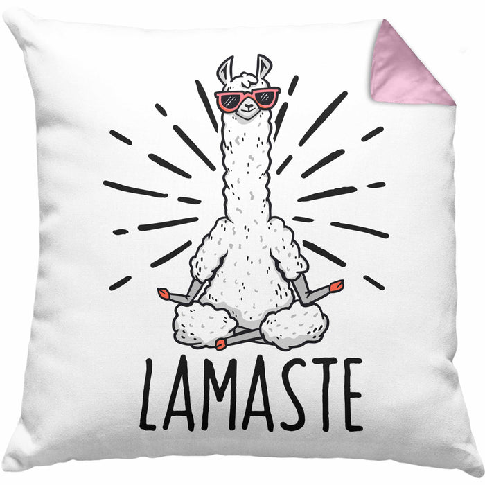Llama Meditations-Kissen mit Füllung 40x40 Geschenk für Meditationsliebhaber Meditieren (Grau) Rosa Trendation