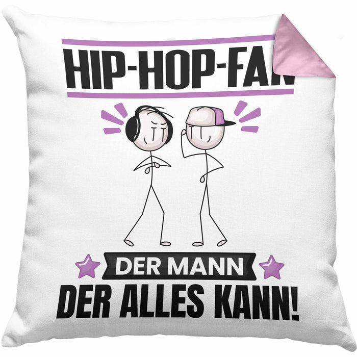 Hip-Hop-Fan Kissen mit Füllung 40x40 Geschenk für Hip-Hop-Fan Der Mann Der Alles Kann Geschenkidee zum Geburtstag (Grau) Rosa Trendation
