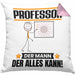 Professor Kissen mit Füllung 40x40 Geschenk für Professor Der Mann Der Alles Kann Geschenkidee zum Geburtstag (Grau) Rosa Trendation