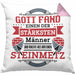 Steinmetz Kissen mit Füllung 40x40 Geschenk Spruch Geschenkidee Spruch (Grau) Rosa Trendation