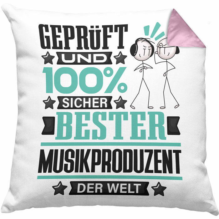 Musikproduzent Geschenk Lustiger Spruch für Musikproduzent Geschenkidee Bester Musikproduzent Der WeltKissen mit Füllung 40x40 (Grau) Rosa Trendation